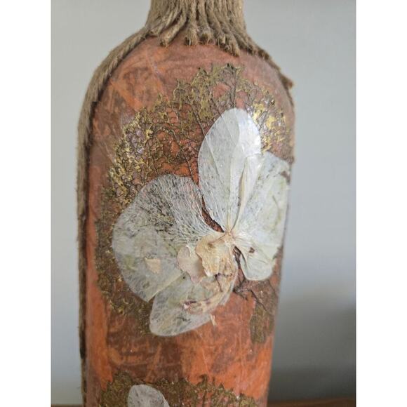 Handmade Papier Mache Applique Collage Decorative Bottle - Picture 2 of 9